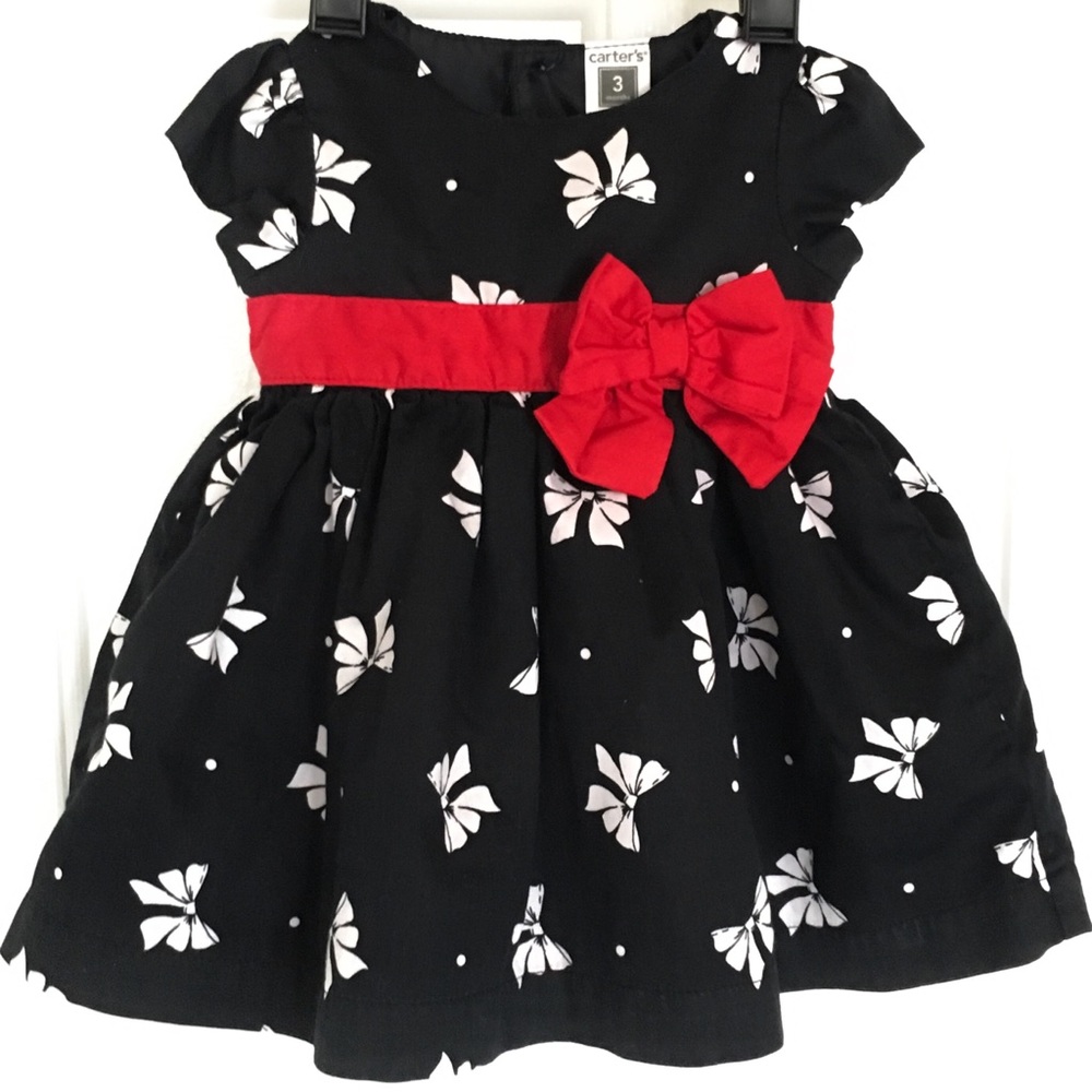 Carter’s Black and Red Bow Waist Dress, 3 mo